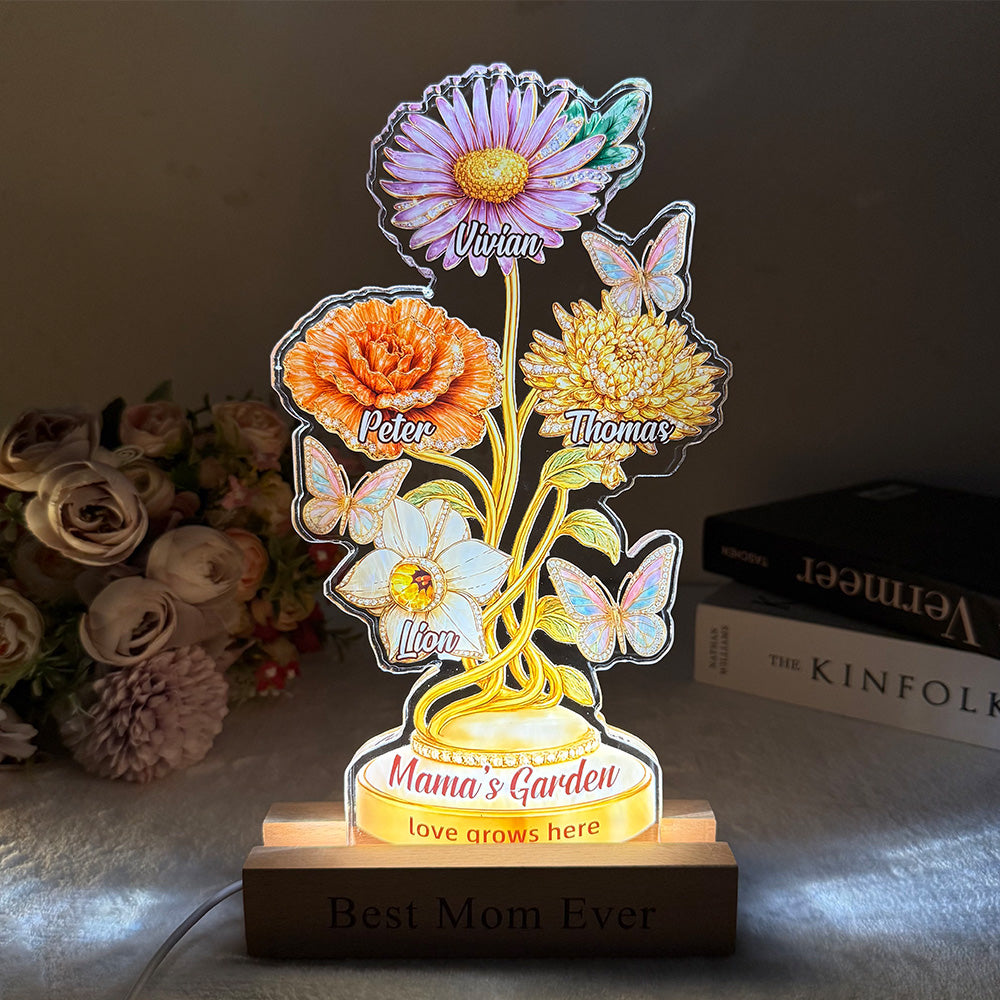 50%OFF⭐️Personalized Mom's Garden Birth Month Diamond Flower Acrylic Block Plaque