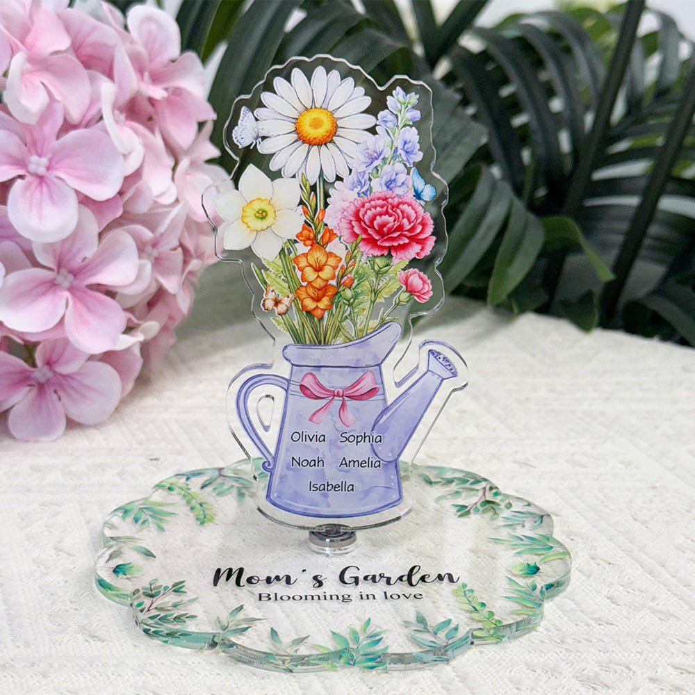 Custom Mom's Garden Acrylic Spinning Standee, Birth Flower Bouquet with Kids Names Mother's Day Gift