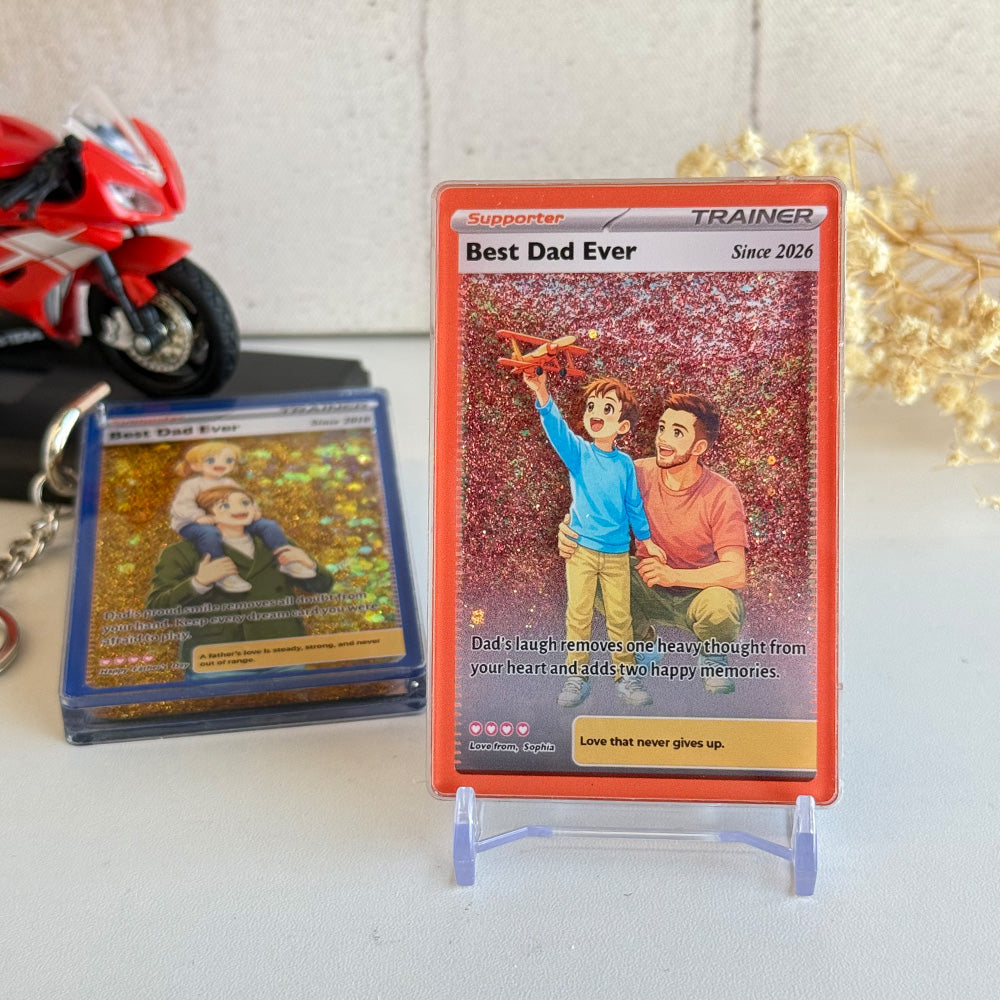50%OFF🔥Best Dad Ever Flowing Glitter Trainer Card, Father's Day Gift