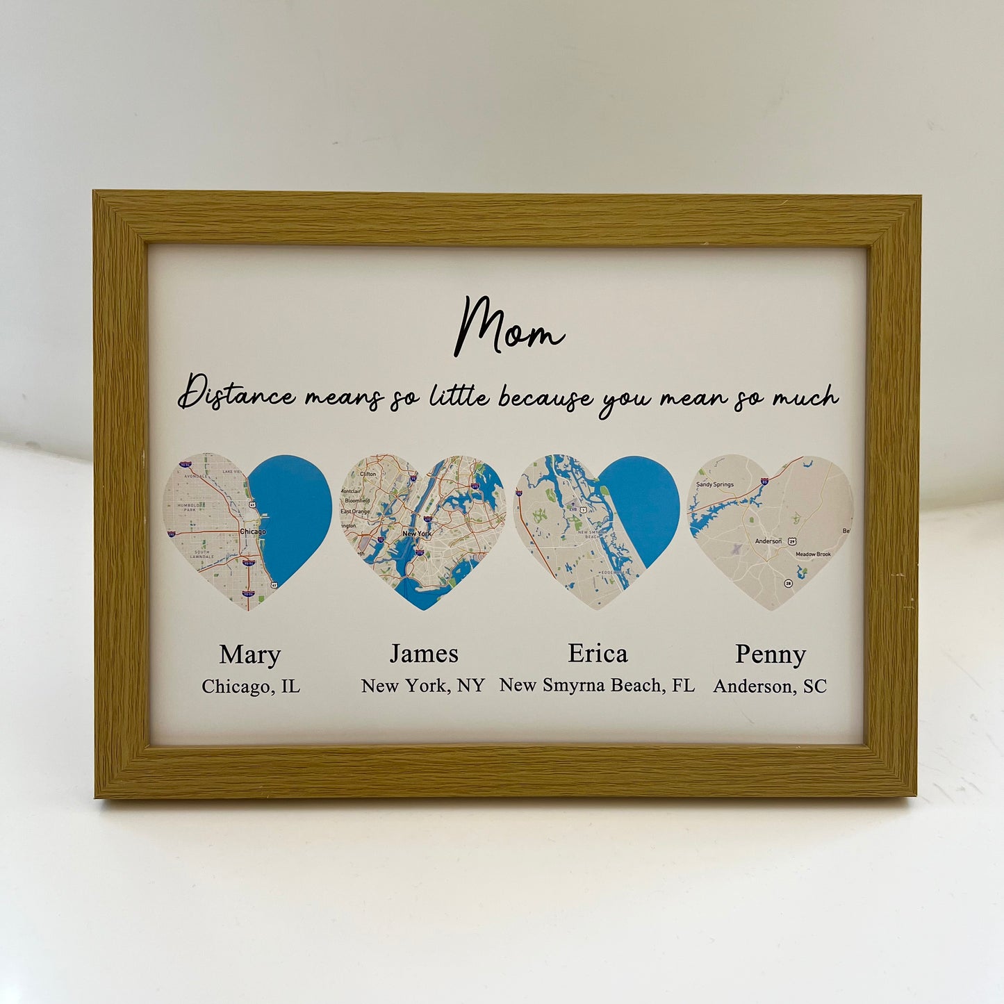 Long Distance Mom And Children Custom City Map Frame Gift