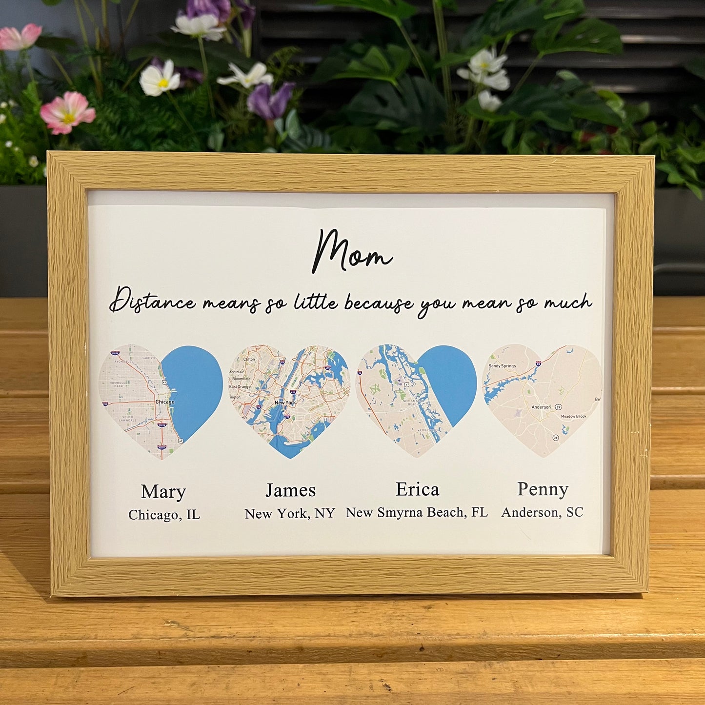 Long Distance Mom And Children Custom City Map Frame Gift