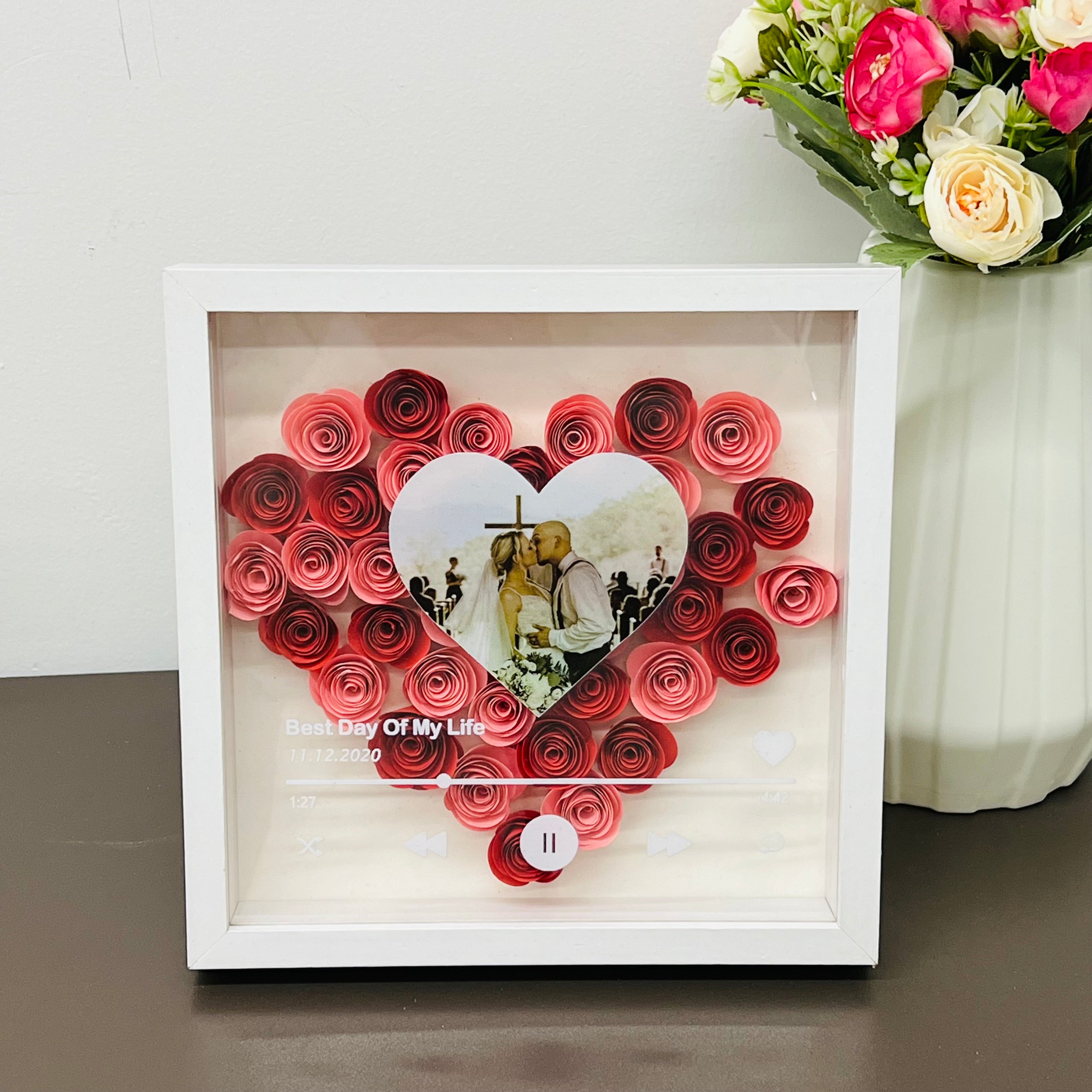 Heart Shape Shadow Box 50%OFF⭐️Custom Heart Eternal Flower Shadow Box with Photo For Gift ...
