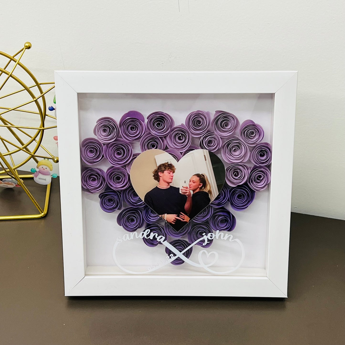 50%OFF⭐️Custom Heart Eternal Flower Shadow Box with Photo For Gift