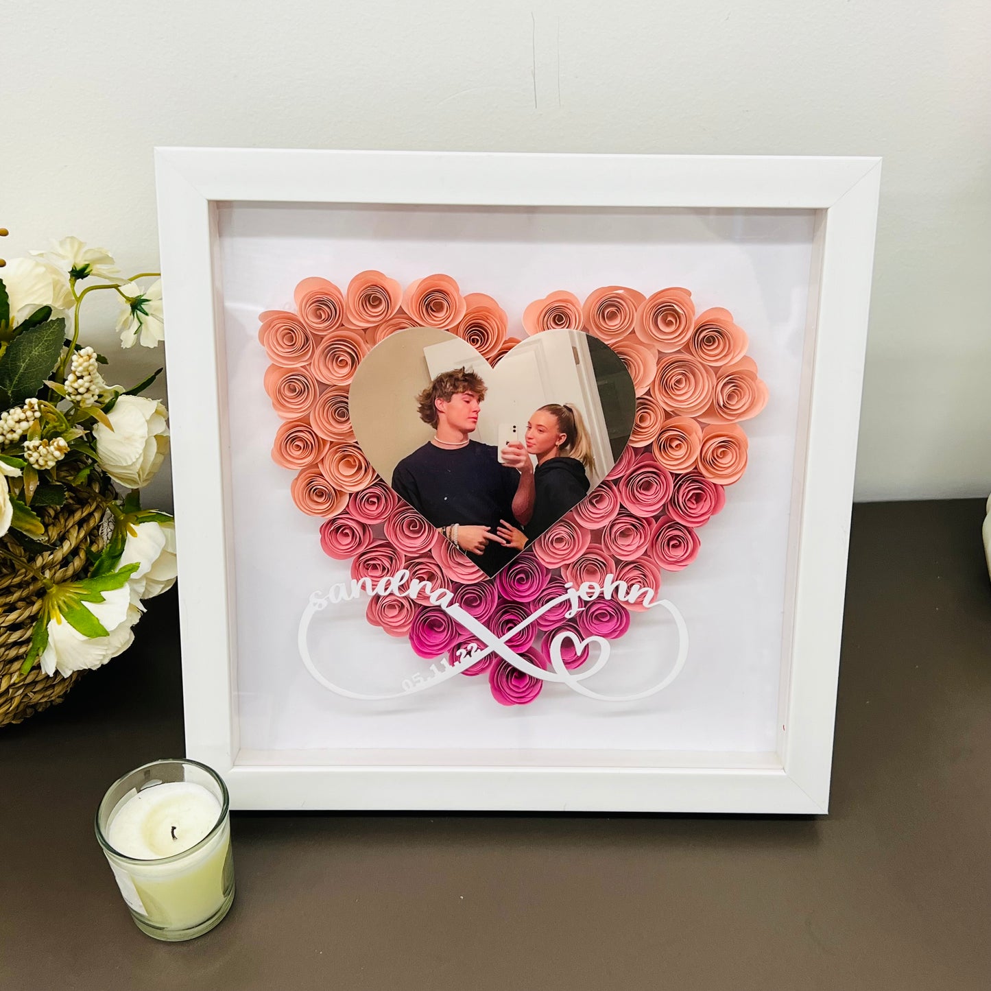 50%OFF⭐️Custom Heart Eternal Flower Shadow Box with Photo For Gift