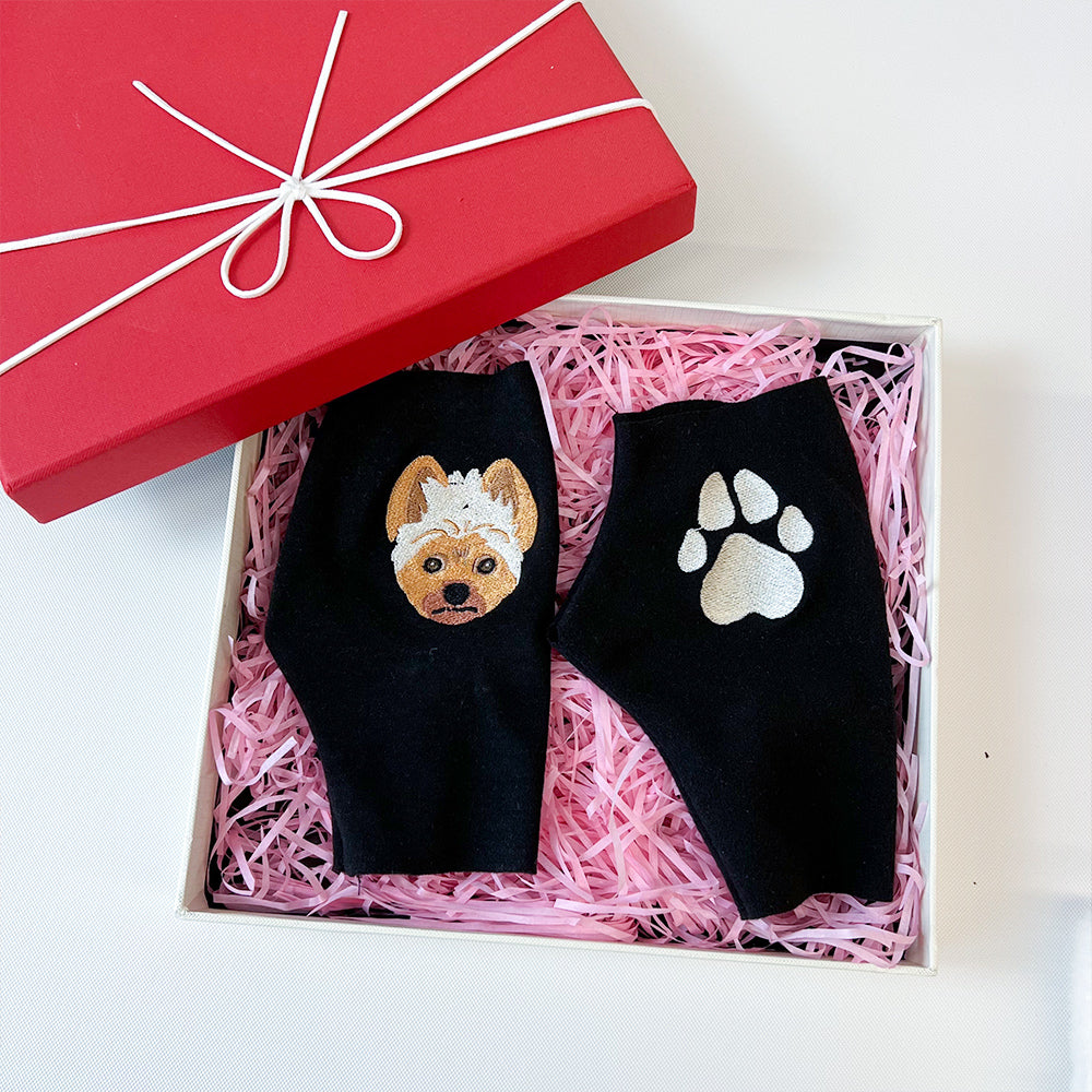 50%OFF⭐️Custom Embroidered Pet Portrait  Fingerless Gloves