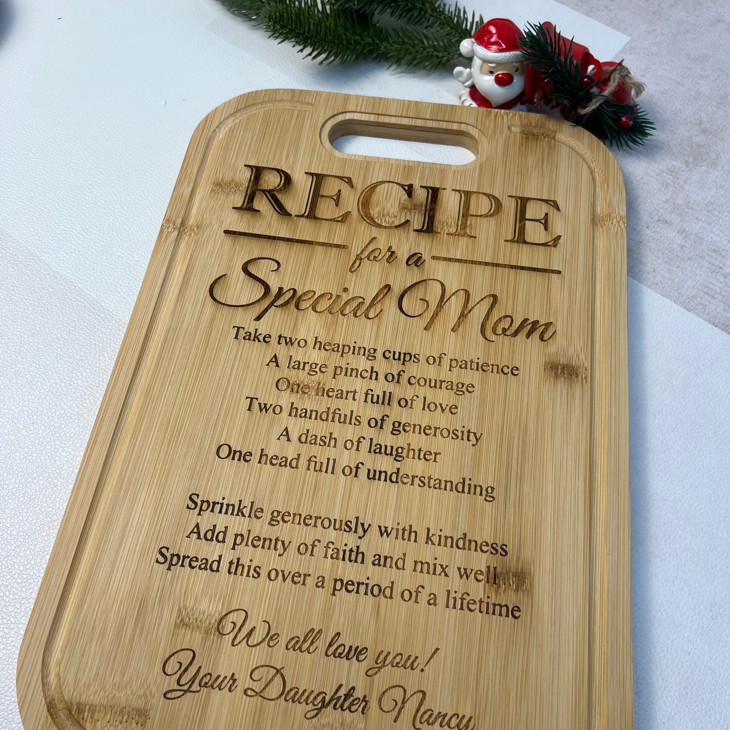 Personalized Recipe for a Special Mom Custom Cutting Board Gift for Mom