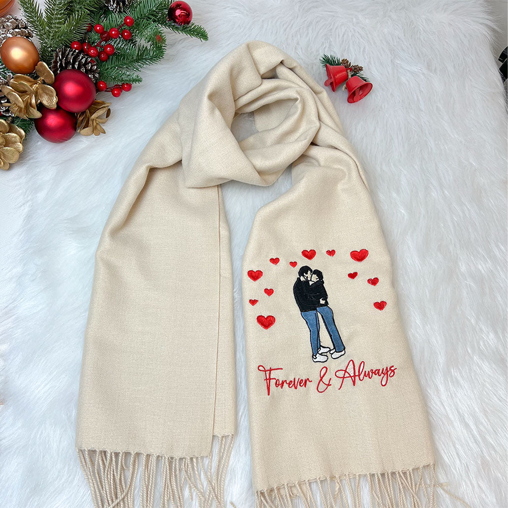 50%OFF⭐️Personalized Photo Embroidered Couple Scarf