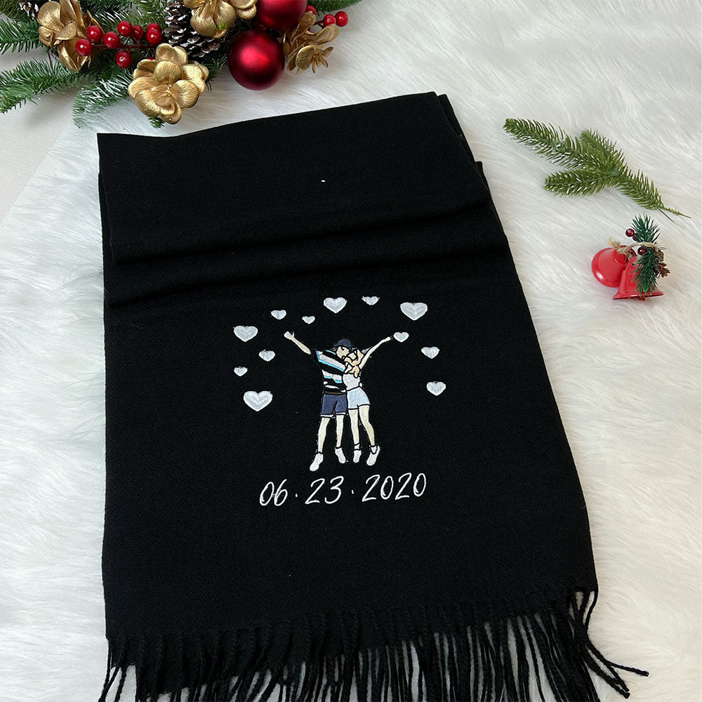 50%OFF⭐️Personalized Photo Embroidered Couple Scarf