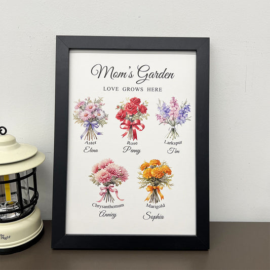 50%OFF⭐️Birth Month Flower Bouquet Names Customized Print Frame