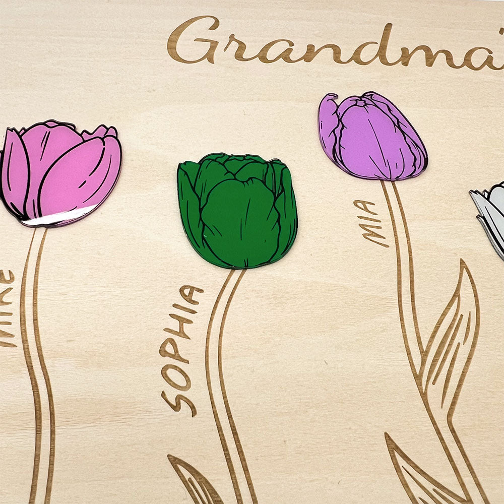 50% OFF✨Personalized Mom's Garden Wooden Ornament With Birth Stone Tulips