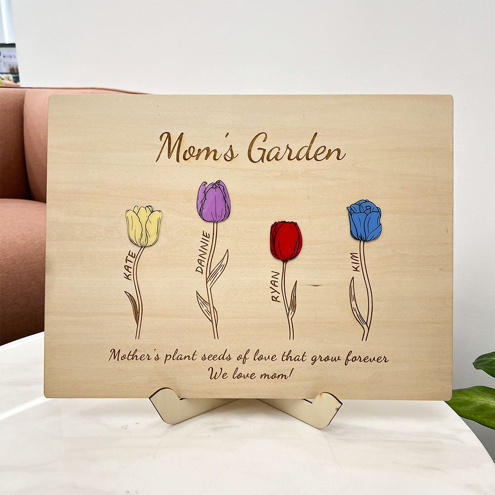 50% OFF✨Personalized Mom's Garden Wooden Ornament With Birth Stone Tulips