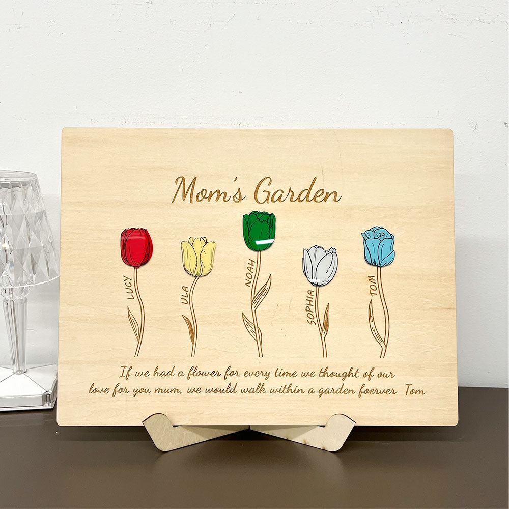 50% OFF✨Personalized Mom's Garden Wooden Ornament With Birth Stone Tulips