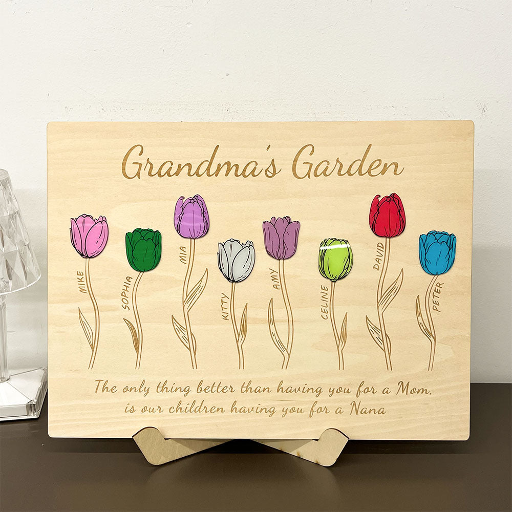 50% OFF✨Personalized Mom's Garden Wooden Ornament With Birth Stone Tulips