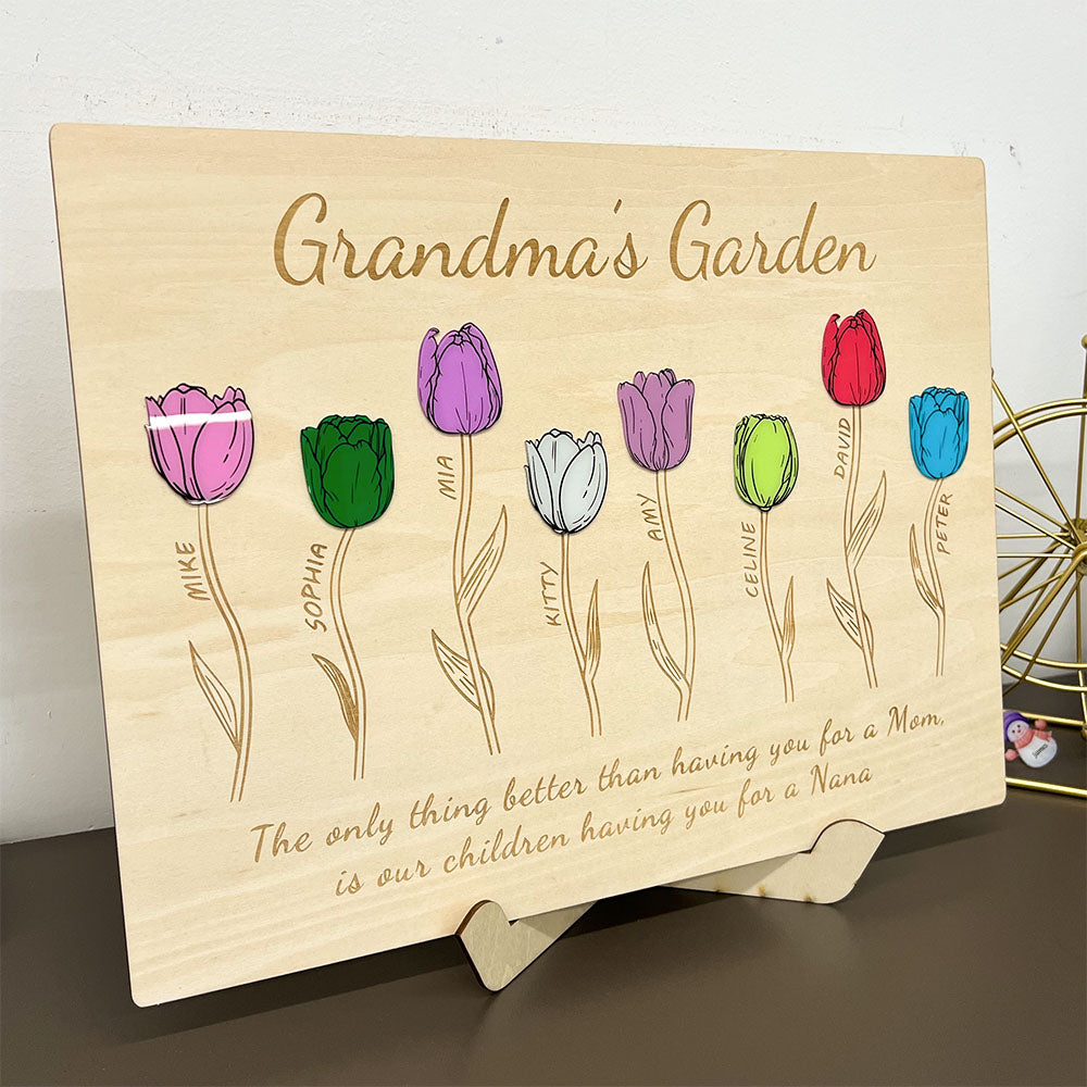 50% OFF✨Personalized Mom's Garden Wooden Ornament With Birth Stone Tulips