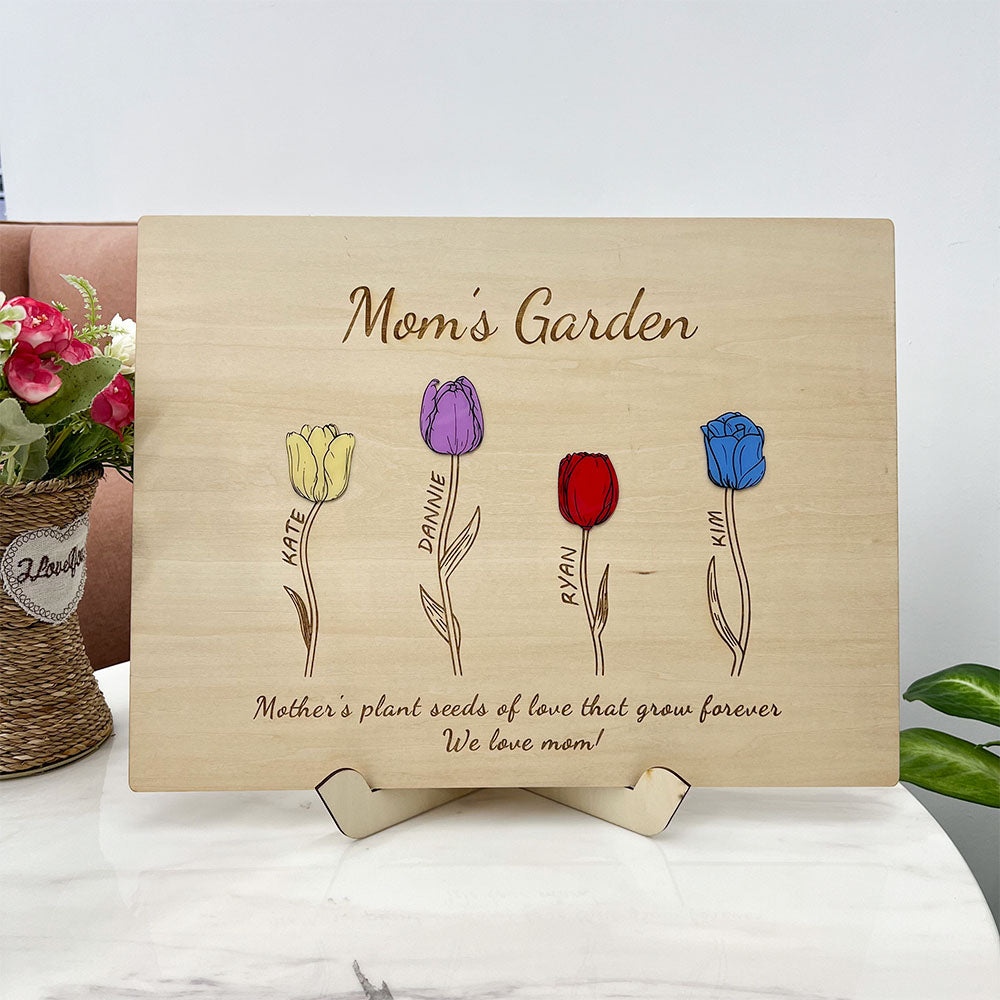 50% OFF✨Personalized Mom's Garden Wooden Ornament With Birth Stone Tulips