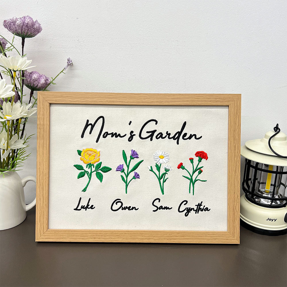 50%OFF⭐️ Custom Embroidered Birth Month Flower Canvas Photo Frame