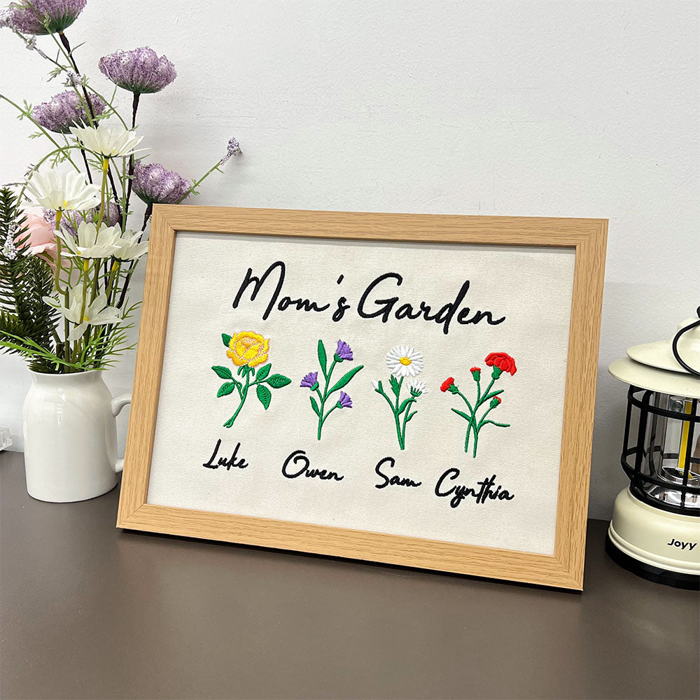 50%OFF⭐️ Custom Embroidered Birth Month Flower Canvas Photo Frame