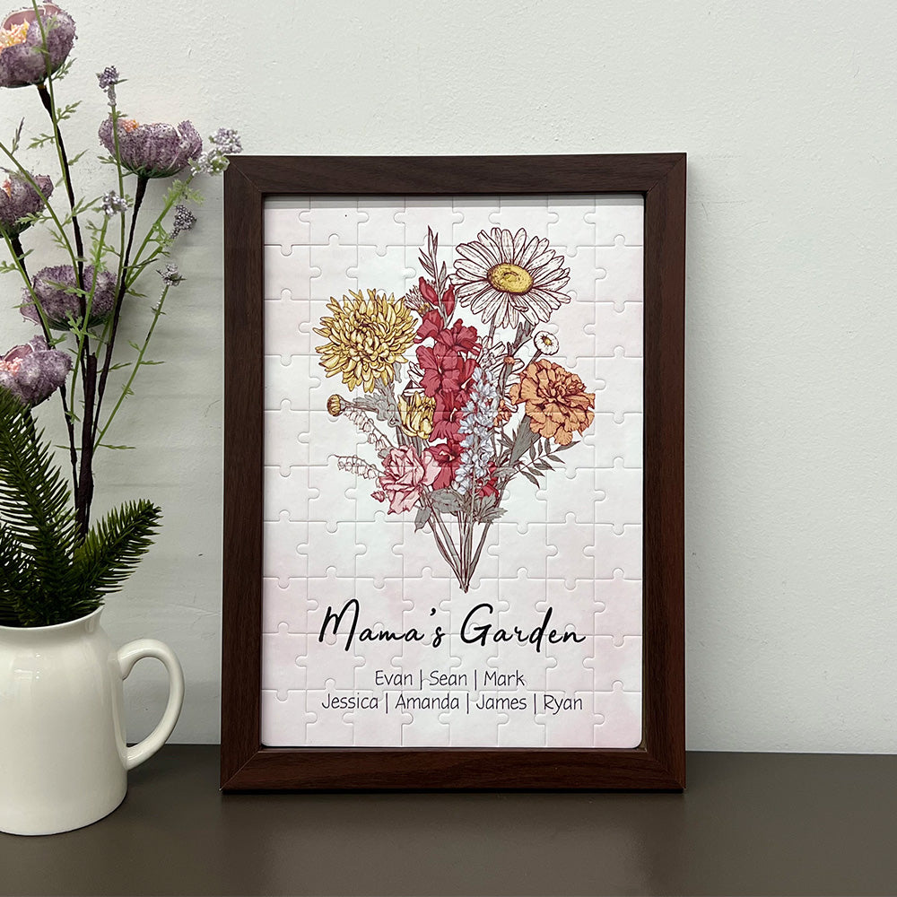 50%OFF⭐️Personalized Birth Month Flower Bouquet Puzzle Frame For Mom/Grandma