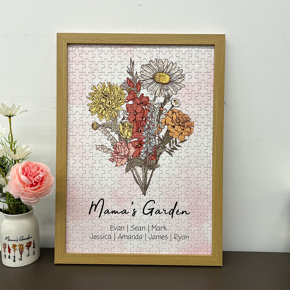 50%OFF⭐️Personalized Birth Month Flower Bouquet Puzzle Frame For Mom/Grandma