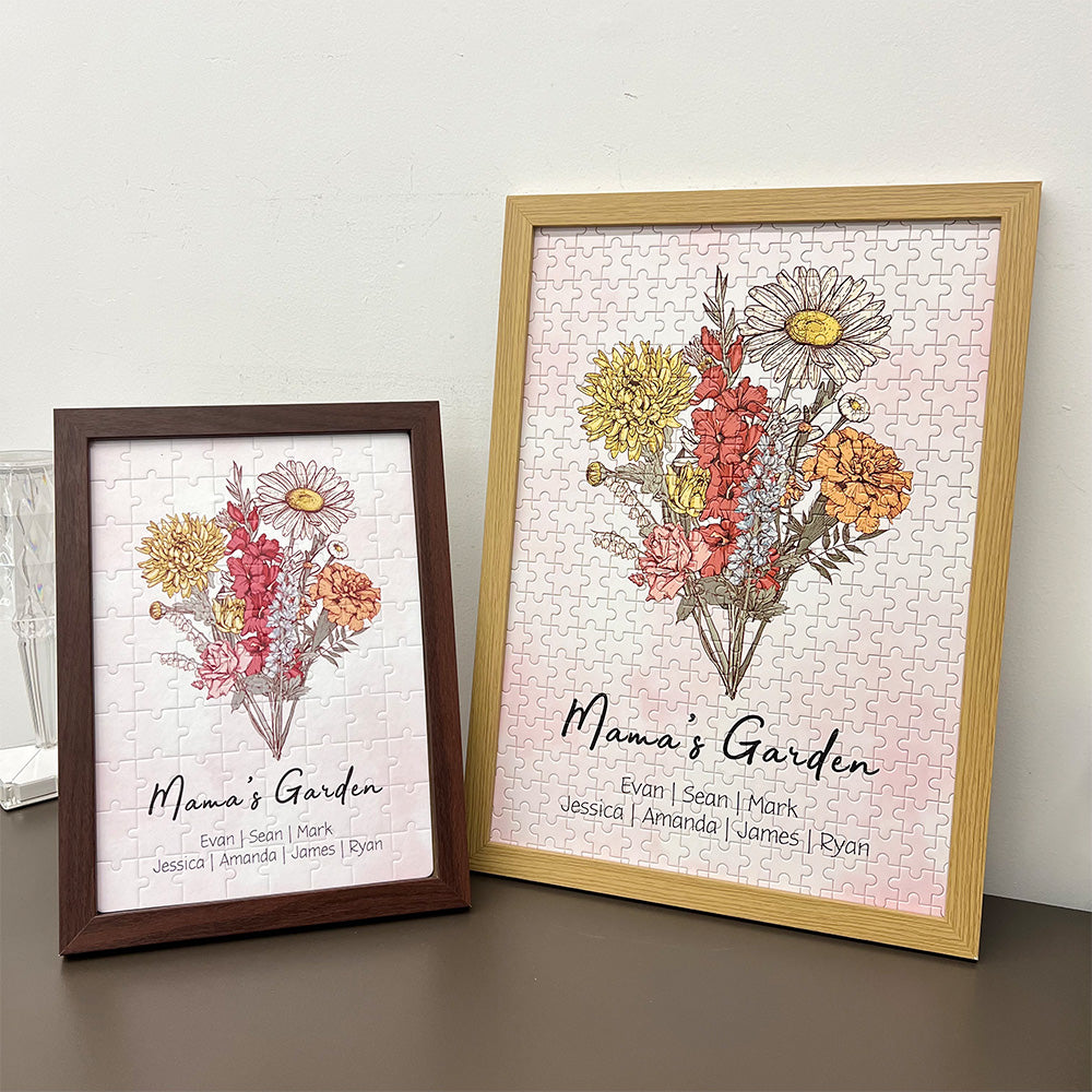 50%OFF⭐️Personalized Birth Month Flower Bouquet Puzzle Frame For Mom/Grandma