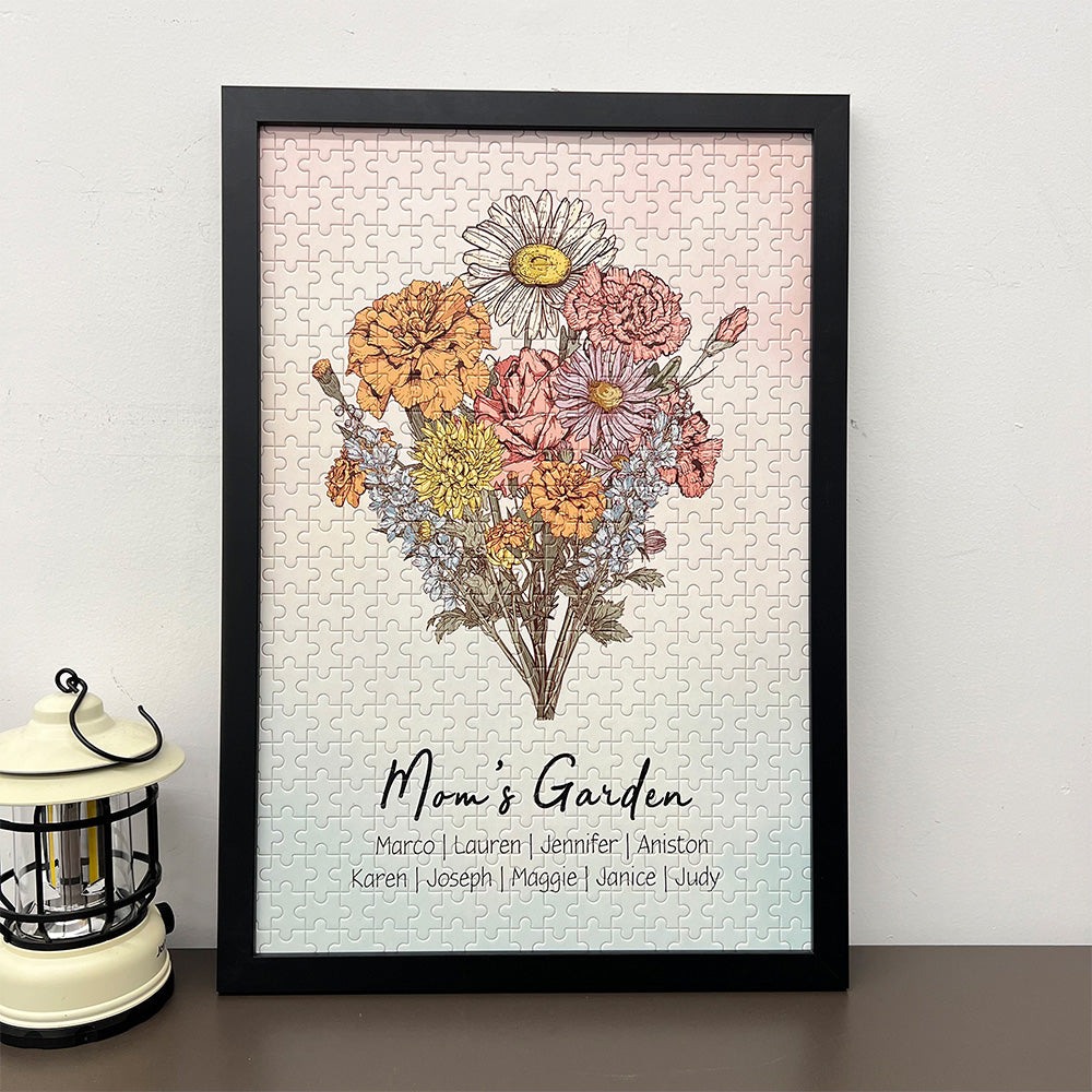 50%OFF⭐️Personalized Birth Month Flower Bouquet Puzzle Frame For Mom/Grandma