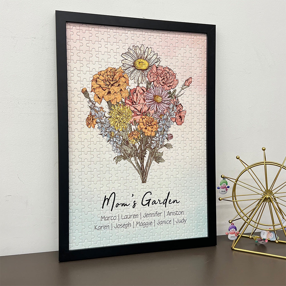 50%OFF⭐️Personalized Birth Month Flower Bouquet Puzzle Frame For Mom/Grandma