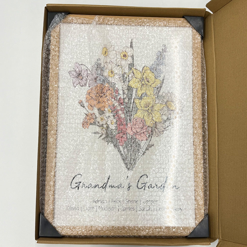 50%OFF⭐️Personalized Birth Month Flower Bouquet Puzzle Frame For Mom/Grandma