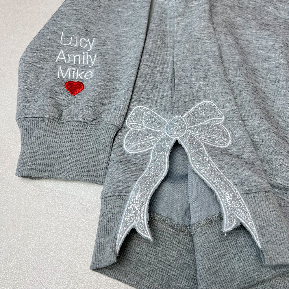 50%OFF🎄Custom Updated Side Bow Embroidered Mom Sweatshirt/Hoodie