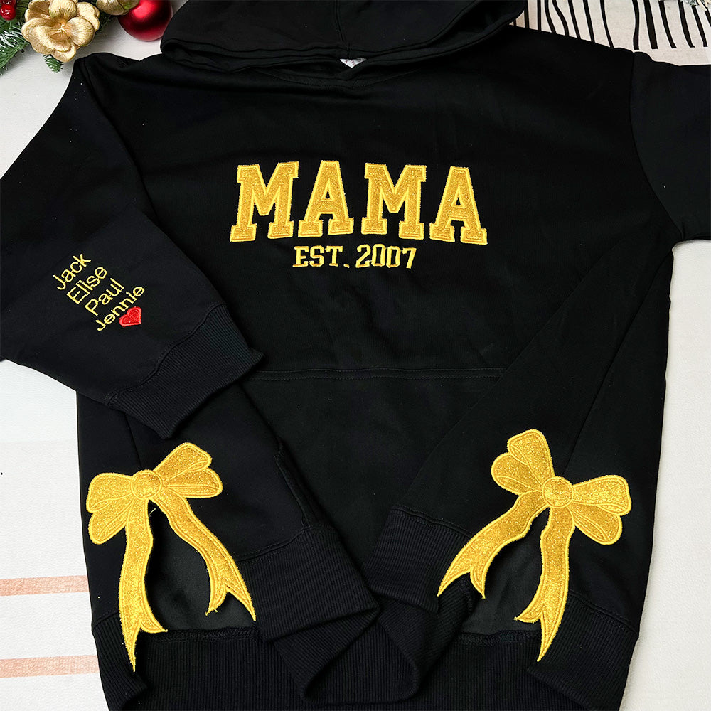 50%OFF🎄Custom Updated Side Bow Embroidered Mom Sweatshirt/Hoodie