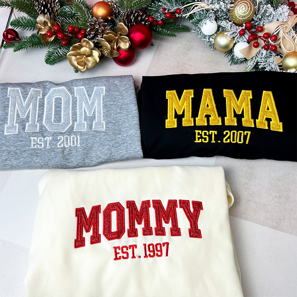 50%OFF🎄Custom Updated Side Bow Embroidered Mom Sweatshirt/Hoodie