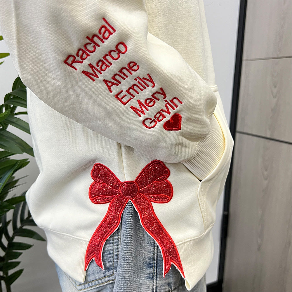 50%OFF🎄Custom Updated Side Bow Embroidered Mom Sweatshirt/Hoodie