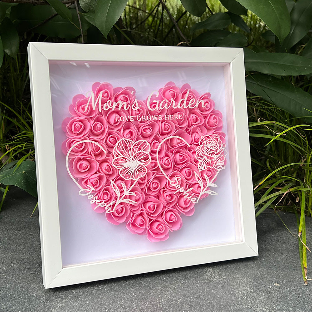 50% OFF✨Personalized Mom's Garden Heart Shaped Eternal Flower Shadow Box