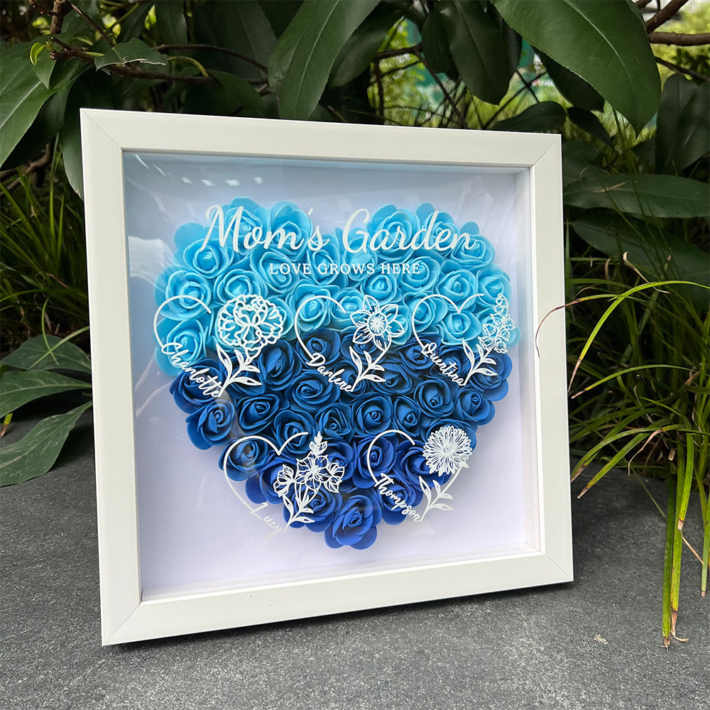 50% OFF✨Personalized Mom's Garden Heart Shaped Eternal Flower Shadow Box