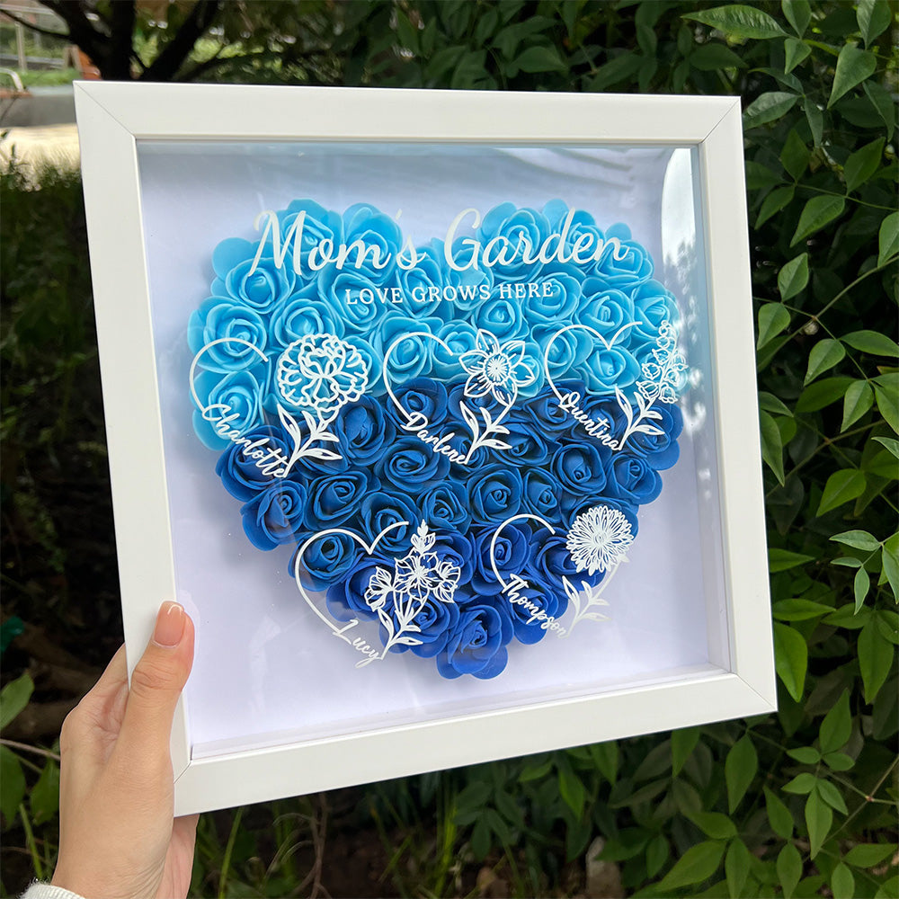 50% OFF✨Personalized Mom's Garden Heart Shaped Eternal Flower Shadow Box