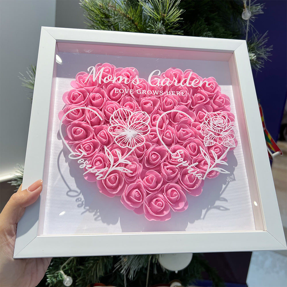 50% OFF✨Personalized Mom's Garden Heart Shaped Eternal Flower Shadow Box