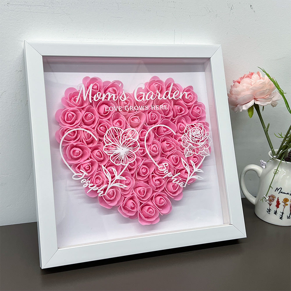 50% OFF✨Personalized Mom's Garden Heart Shaped Eternal Flower Shadow Box