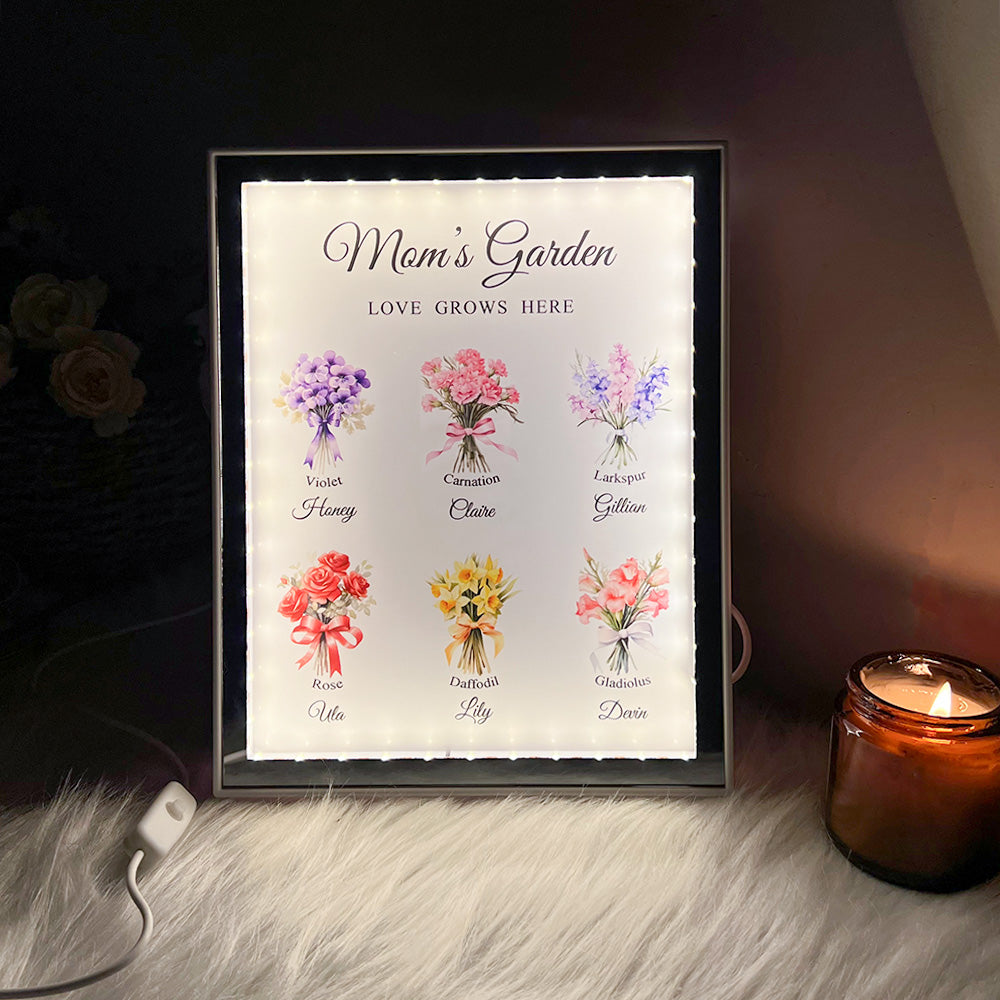 50% OFF✨Birth Flower Bouquet Custom Name Night Light Mirror