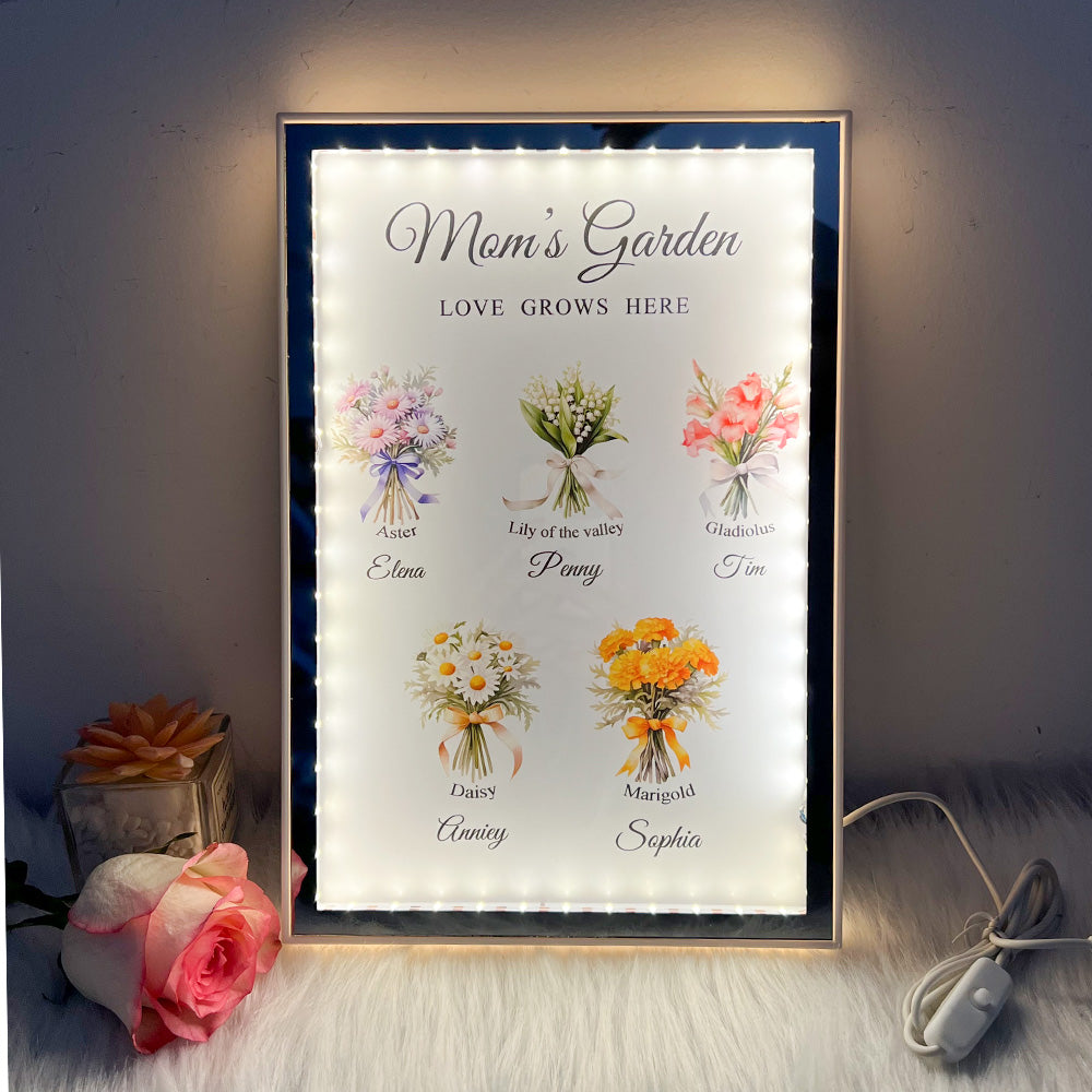 50% OFF✨Birth Flower Bouquet Custom Name Night Light Mirror