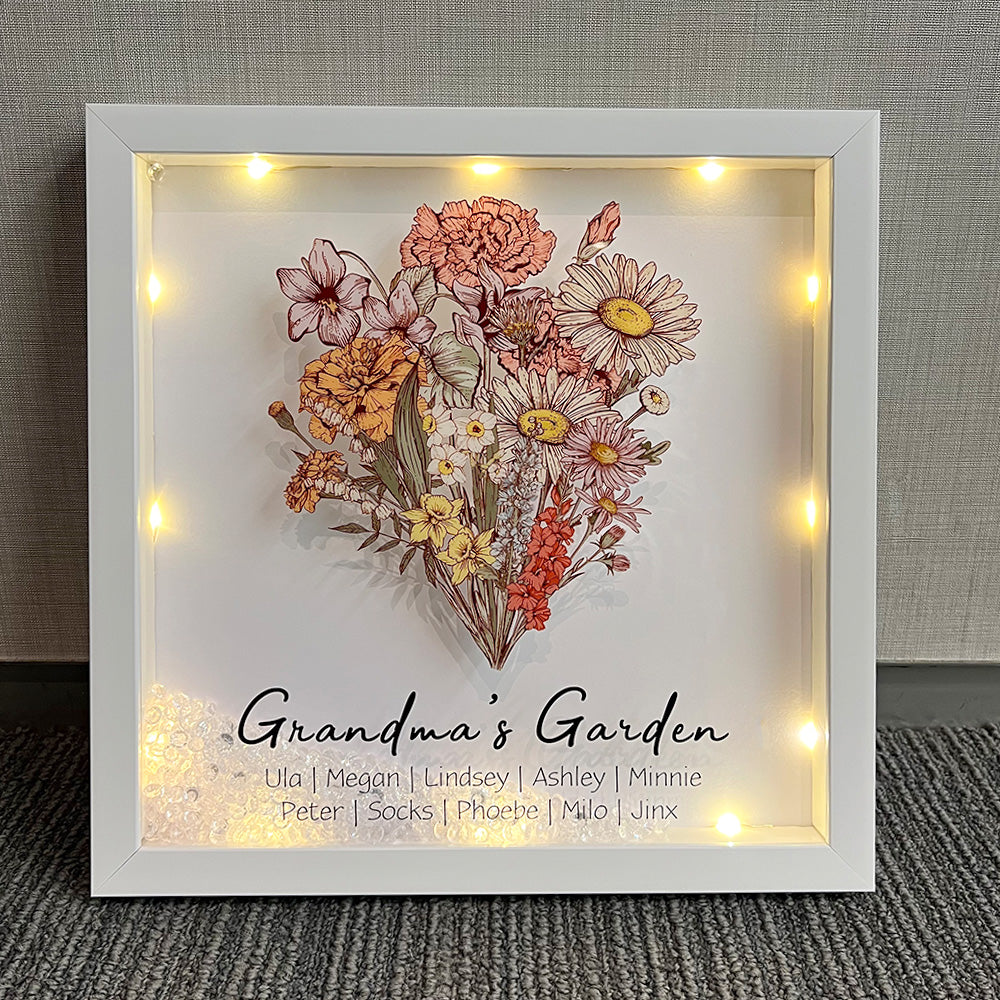 50% OFF✨Birth Flower Family Bouquet Custom Light Frame Box