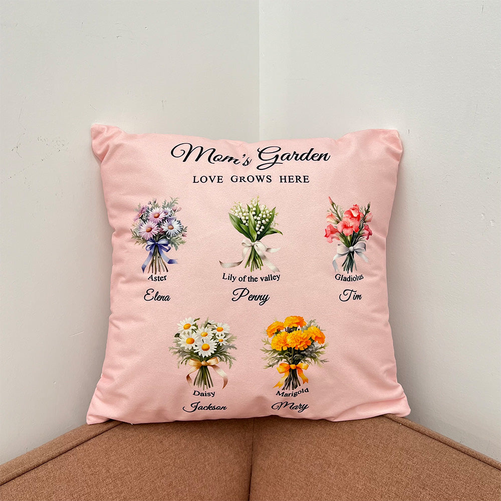 50%OFF⭐️Birth Flower Bouquet With Date Customized Pillow Cushion