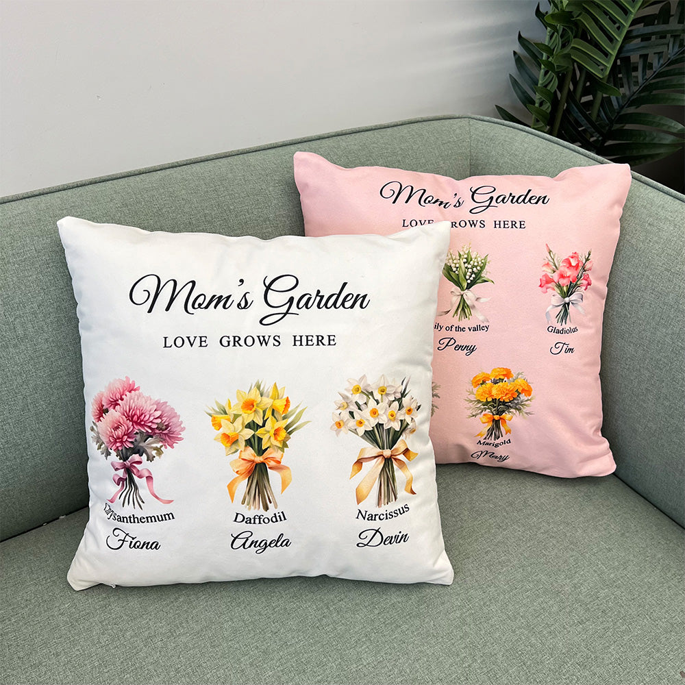 50%OFF⭐️Birth Flower Bouquet With Date Customized Pillow Cushion