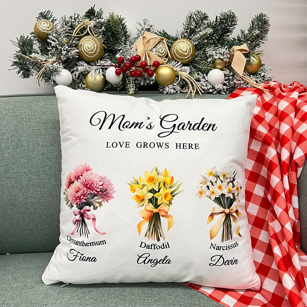 50%OFF⭐️Birth Flower Bouquet With Date Customized Pillow Cushion