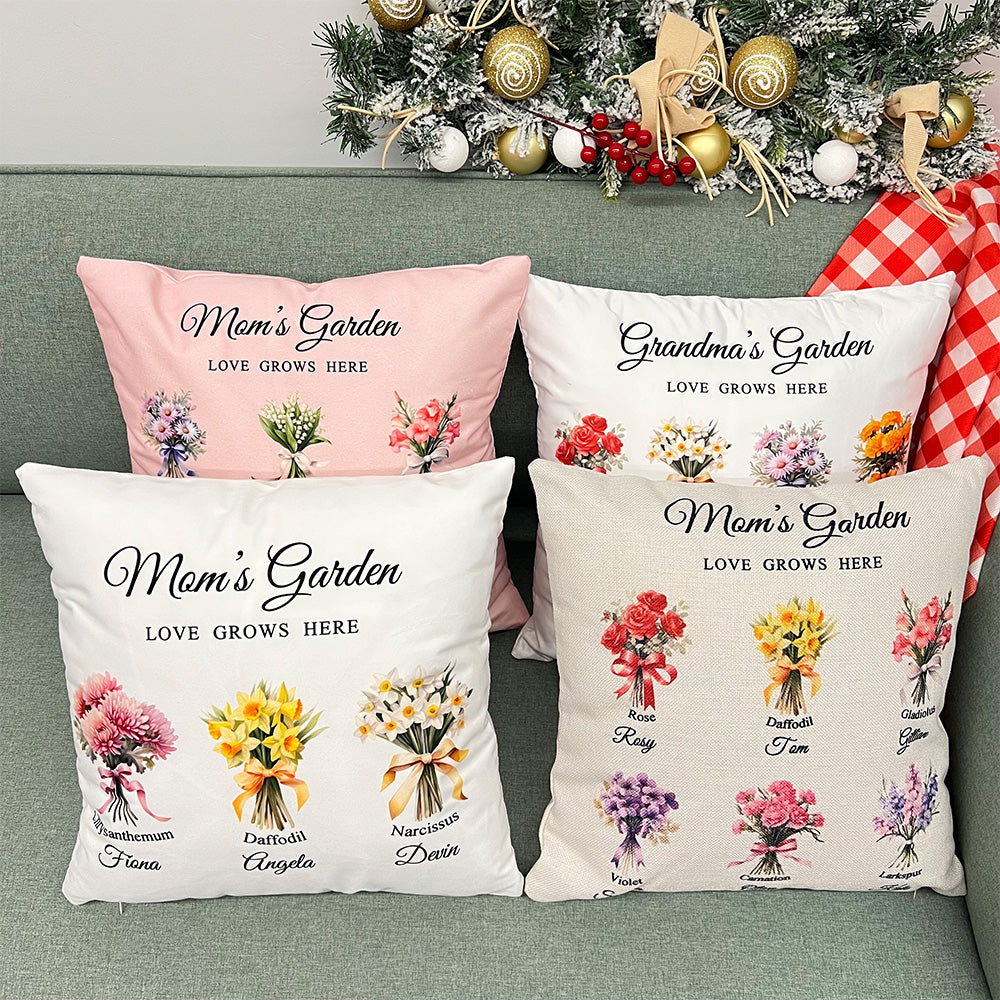 50%OFF⭐️Birth Flower Bouquet With Date Customized Pillow Cushion