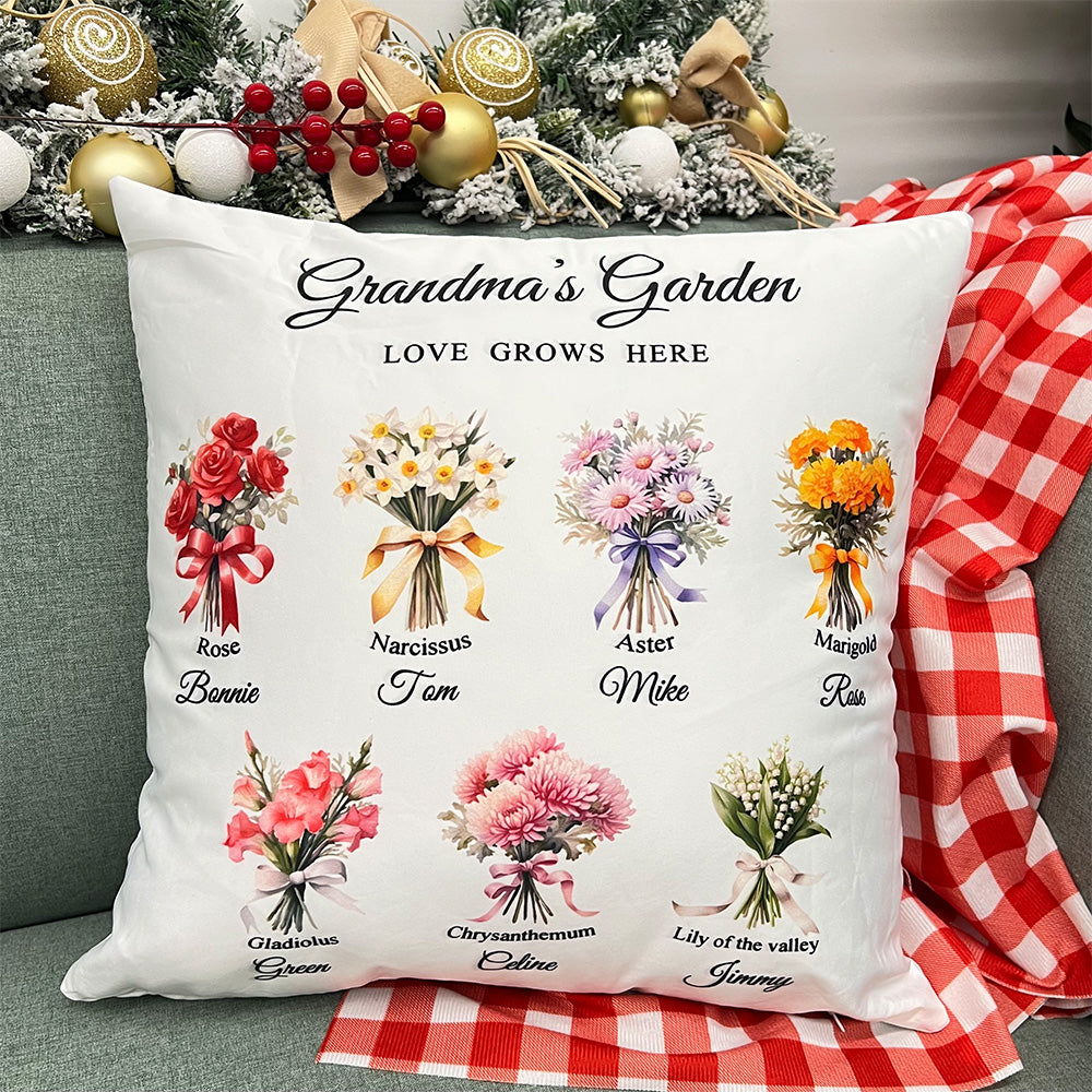 50%OFF⭐️Birth Flower Bouquet With Date Customized Pillow Cushion