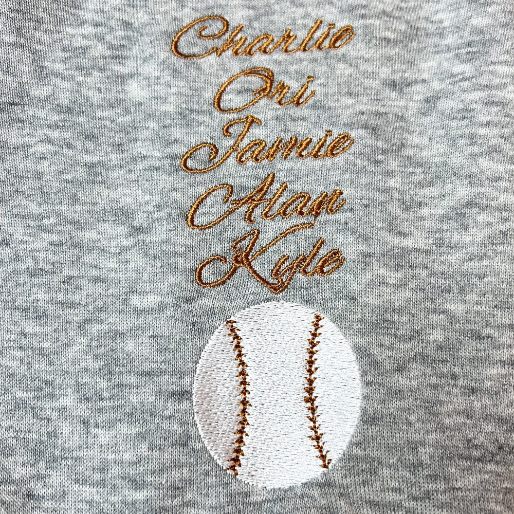 Personalized Embroidered Baseball Hoodie Sweatshirt With Kid's Names For Dad