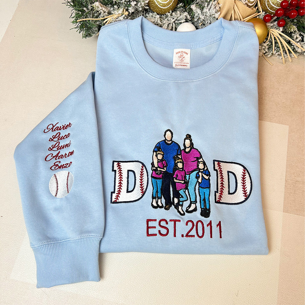 Personalized Embroidered Baseball Hoodie Sweatshirt With Kid's Names For Dad