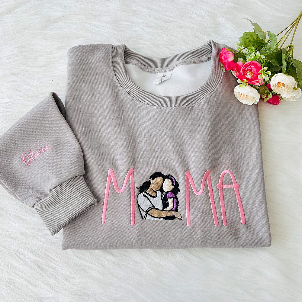 50% OFF⭐️Custom Mama Embroidered Sweatshirt With Your Photo