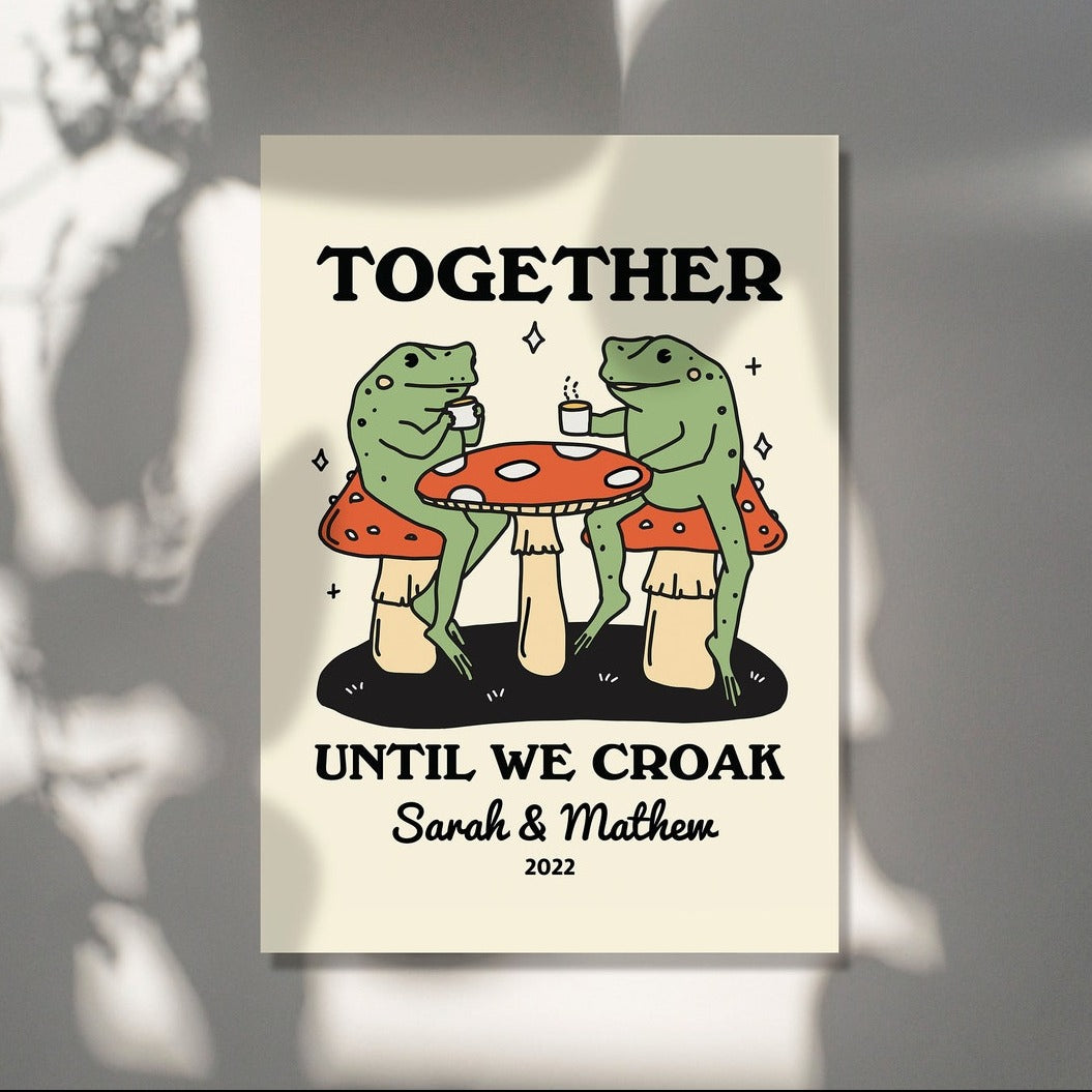 50%OFF⭐️Personalized Frog Illustration Print Frame Together Until We Croak Style 1