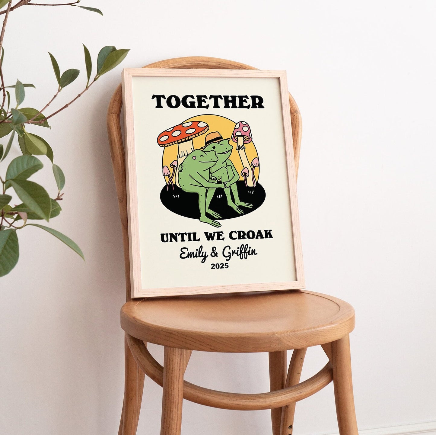 50%OFF⭐️Personalized Frog Illustration Print Frame Together Until We Croak Style 3