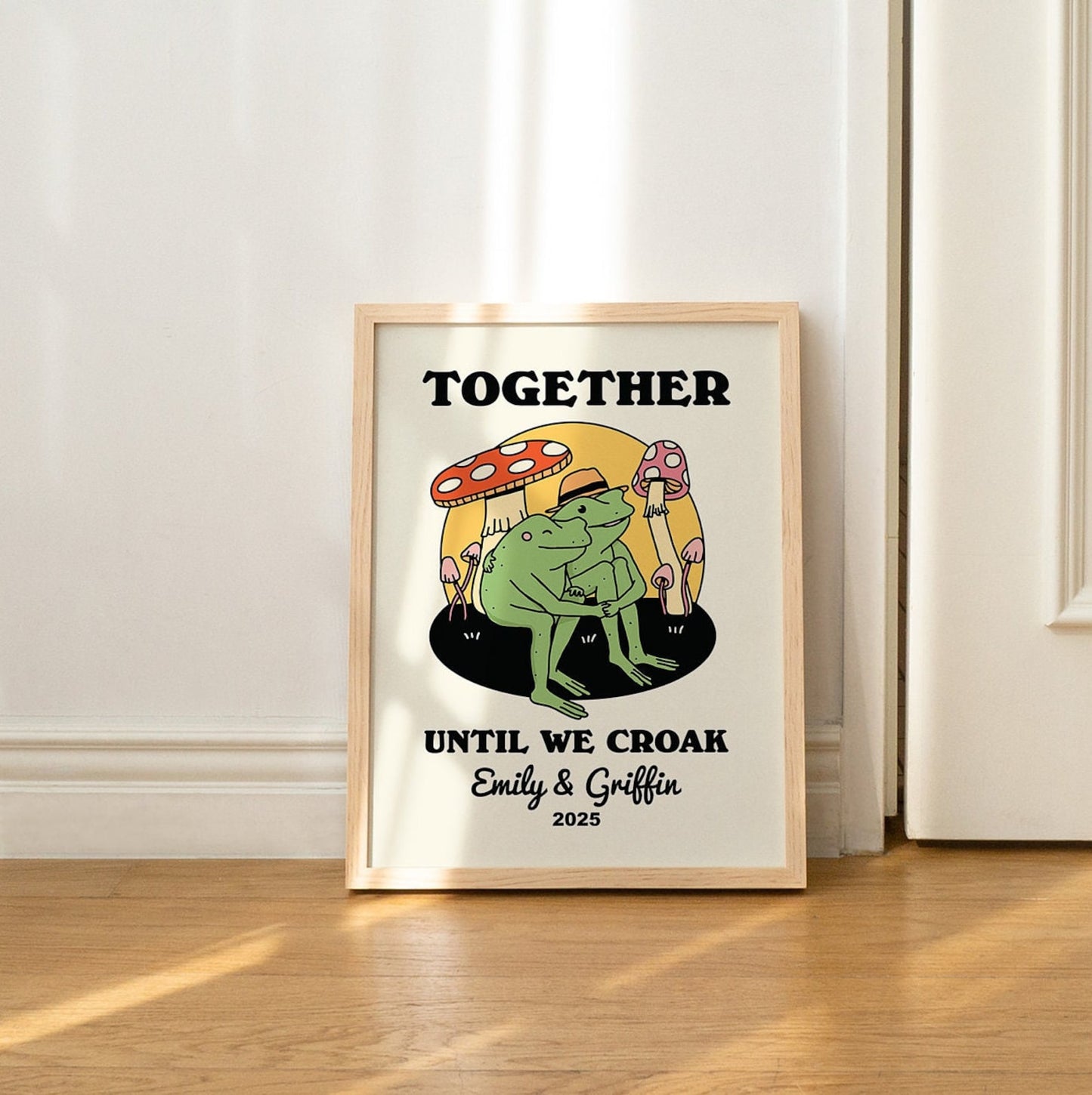 50%OFF⭐️Personalized Frog Illustration Print Frame Together Until We Croak Style 3